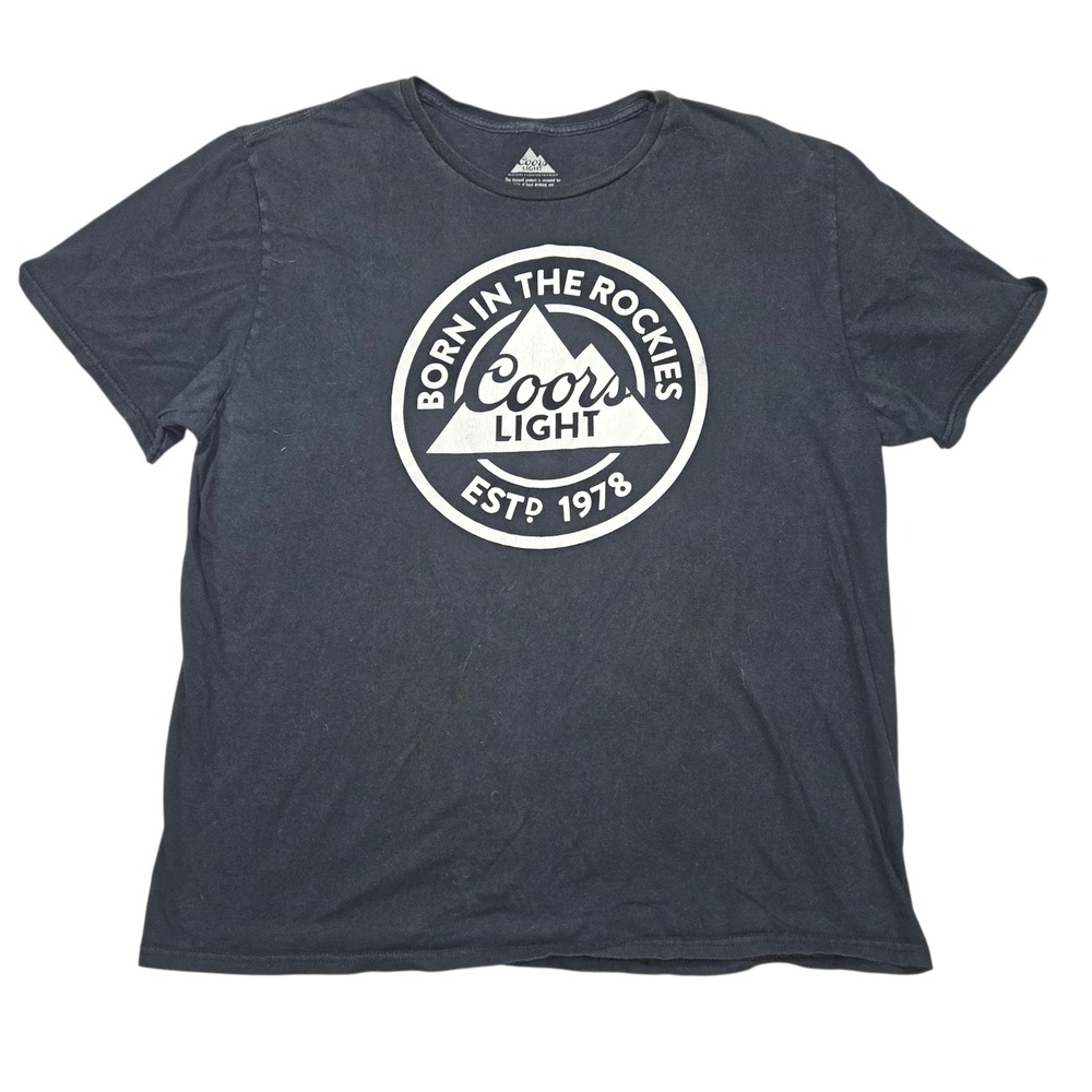 Coors Light Modern Born In The Rockies Graphic T-Shirt Black Sz XL